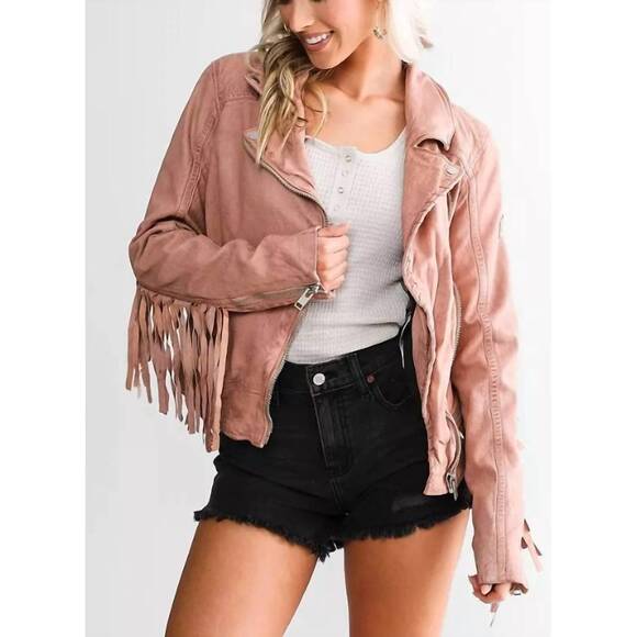 MAURITIUS Jackets & Blazers - NEW MAURITIUS zoe leather fringe jacket in light pink